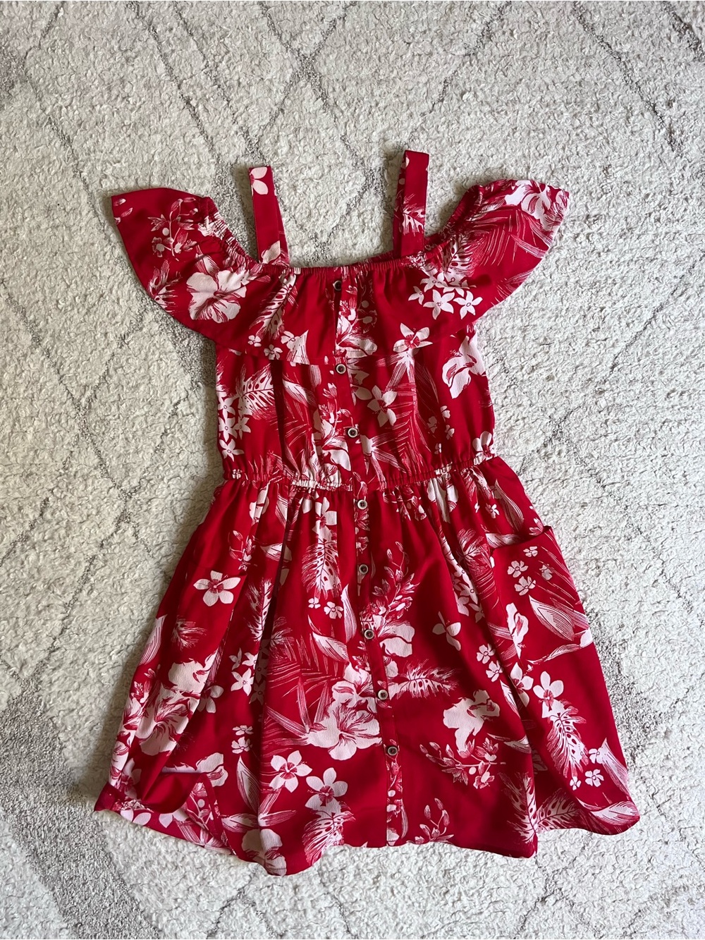 next Red Floral Off-Shoulder Summer Dress with Straps